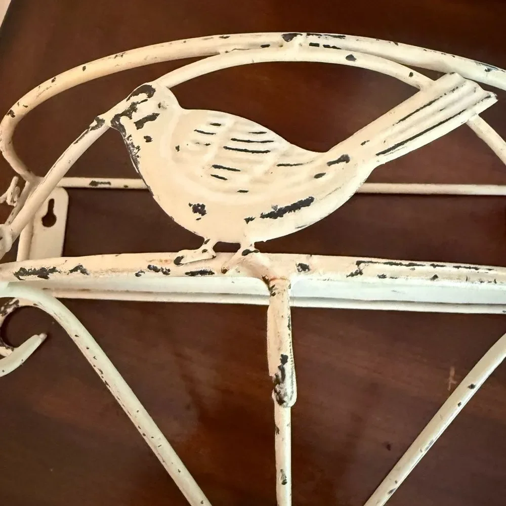 Cream Boho Bird half circle Metal Shelf Decorative Wall Shelf